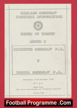 Plymouth v Yeovil 1990 – English Schoolboys Under 15 Trophy