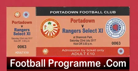 Portadown v Glasgow Rangers 2010 – Full Football Ticket Ireland