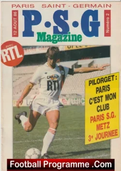PSG Paris Saint-Germain v Metz 1986 - Multi Autographed SIGNED - football programme
