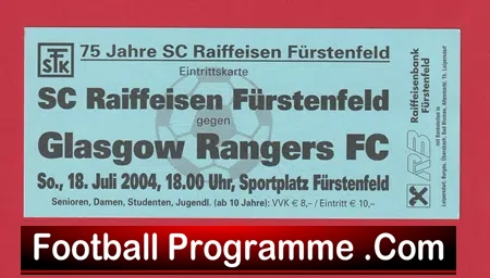 Raiffeisen Furstenfeld v Glasgow Rangers 2004 – Ticket Austria