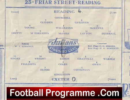Reading v Exeter City 1946 - Issue One !