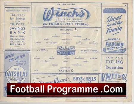 Reading v Exeter City 1946 - Issue One !