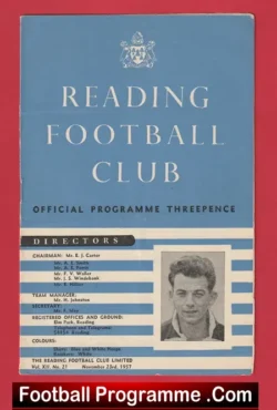 Reading v Exeter City 1957 - football programme