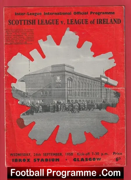 Scotland League v Ireland League 1958 – Ibrox Stadium