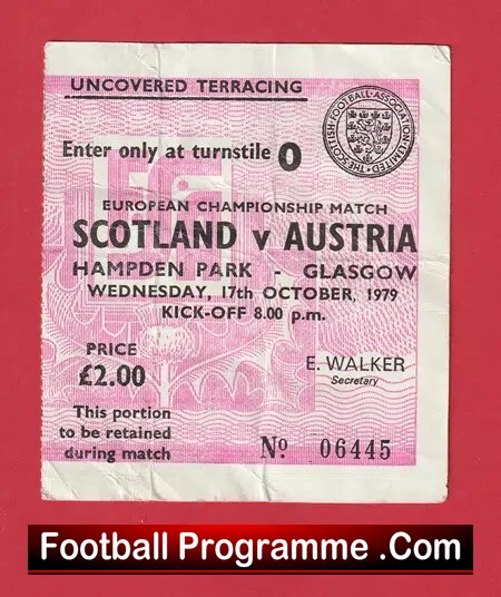 Scotland v Austria 1979 – Football Ticket Hampden Park