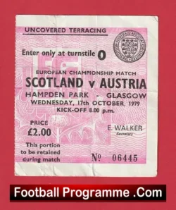 Scotland v Austria 1979 – Football Ticket Hampden Park