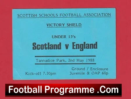 Scotland v England 1988 – Ticket U15 Tannadice Park