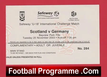 Scotland v Germany 2003 – Under 18 – U18 Bayview Park Fife