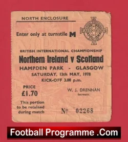 Scotland v Northern Ireland 1978 – Football Ticket Hampden Park