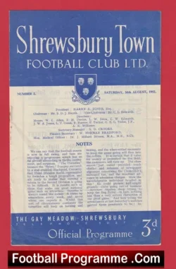 Shrewsbury Town v Exeter City 1952 - 1950s - football programme