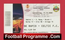SK Rapid v Glasgow Celtic 2009 – Football Ticket