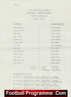 Southampton v Manchester United 1991 – Youth Ryan Giggs Kids