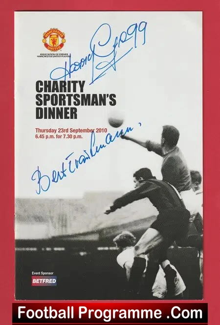 Sportsman's Dinner Menu SIGNED Harry Gregg + Bert Trautmann 2010