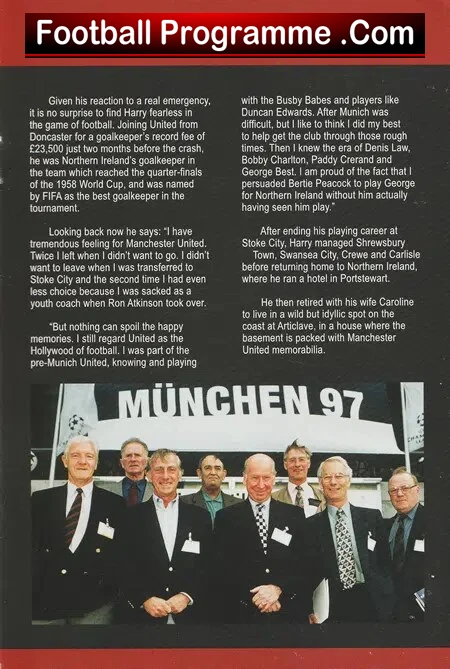 Sportsman's Dinner Menu SIGNED Harry Gregg + Bert Trautmann 2010