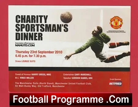 Sportsman's Dinner Menu SIGNED Harry Gregg + Bert Trautmann 2010