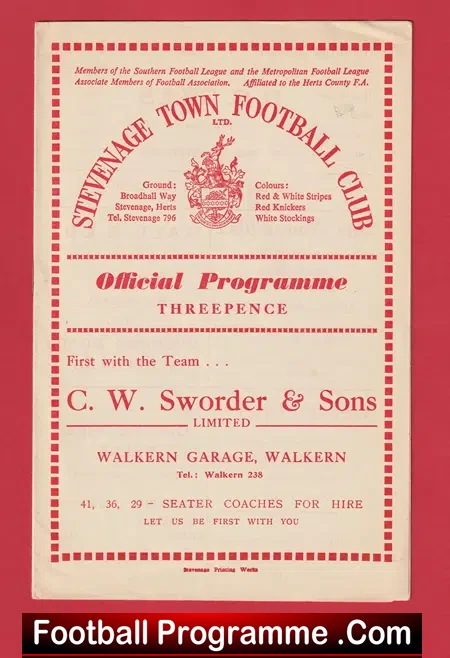 Stevenage Town v Tonbridge 1964