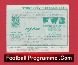 Stoke City v Liverpool 1991 – Football Ticket