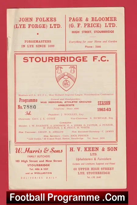 Stourbridge v Atherstone Town 1963