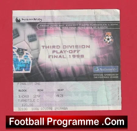 Torquay United v Colchester United 1998 Third Division Play Off