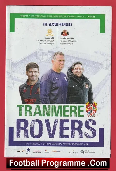 Tranmere Rovers v Glasgow Rangers 2021 – Pre Season Frindly