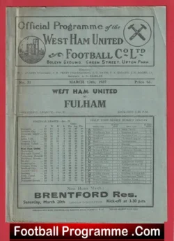 West Ham United v Fulham 1937 – 1930’s