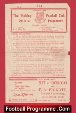 Woking v Oxford City 1936 – 1930s Programme 30s