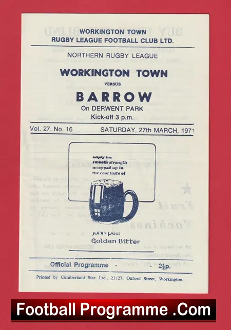 Workington Town Rugby v Barrow 1971