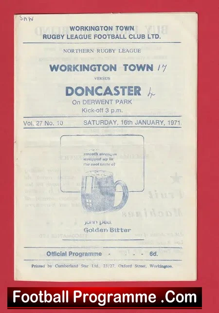 Workington Town Rugby v Doncaster 1971