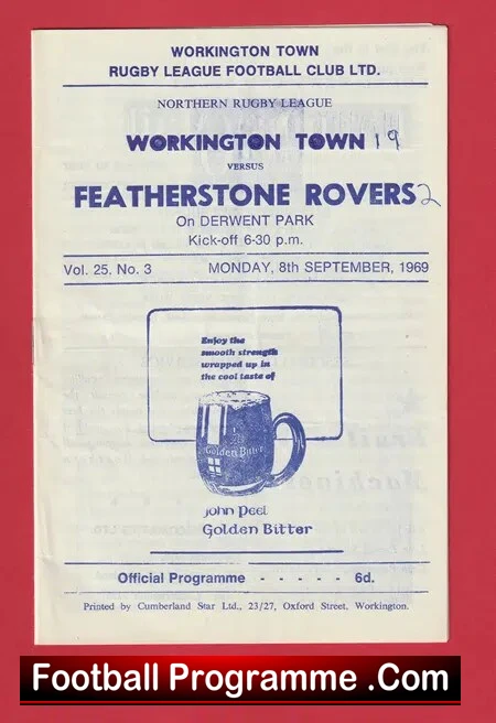 Workington Town Rugby v Featherstone Rovers 1969