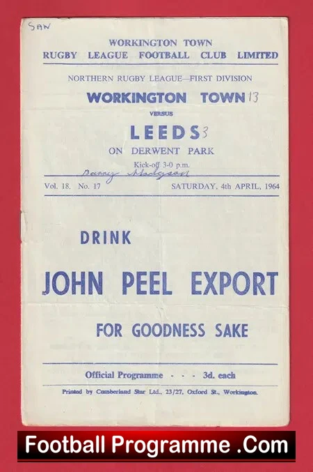 Workington Town Rugby v Leeds 1964