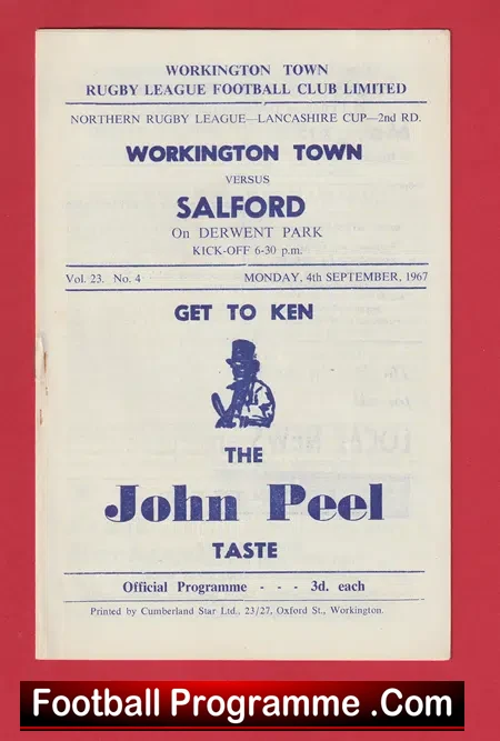 Workington Town Rugby v Salford 1967 – Lancashire Cup
