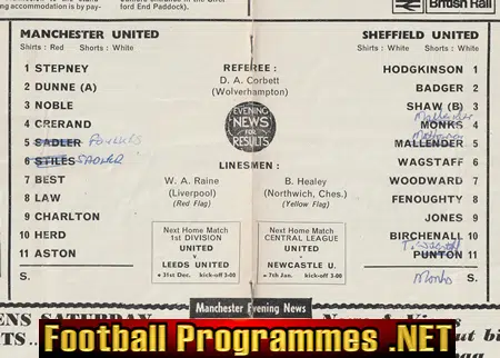 Manchester United v Sheffield United 1966 - Man Utd
