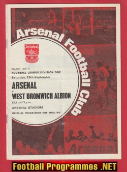 Arsenal v WBA 1970 – Double Season