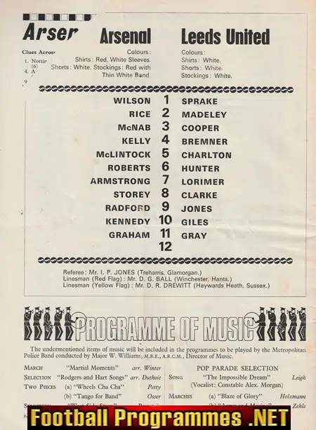 Arsenal v Leeds United 1970 - Double Season