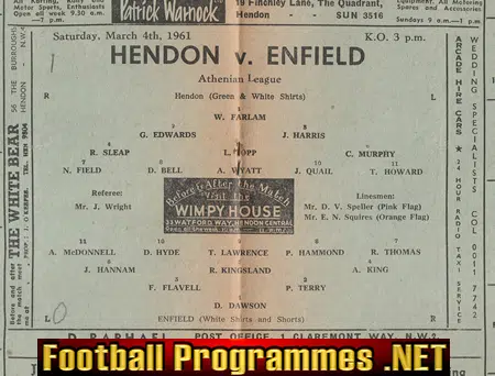 Hendon v Enfield 1961