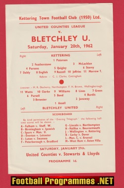 Kettering Town v Bletchley United 1962