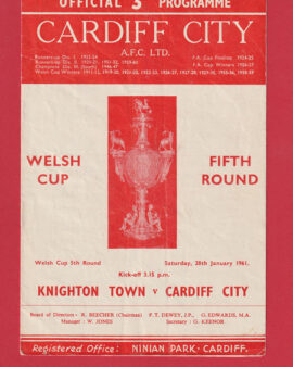 Cardiff City v Knighton Town 1961 – Welsh Cup – Wales