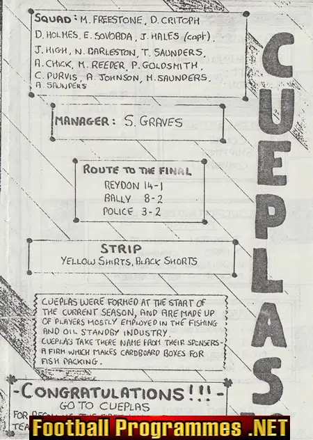 Cueplas v Broadlands 1990 - John Moore Shiled Cup Final