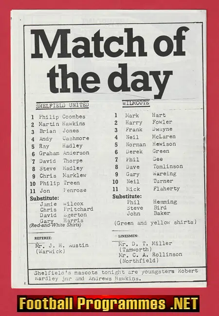 Sheffield United v Wilmcote 1986 - Vase Cup Final