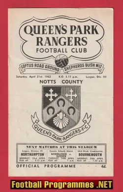 Queens Park Rangers v Notts County 1962 - QPR