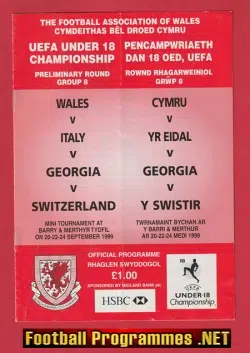 Wales v Italy 1999 - Under 18 Championship - Barry Merthyr