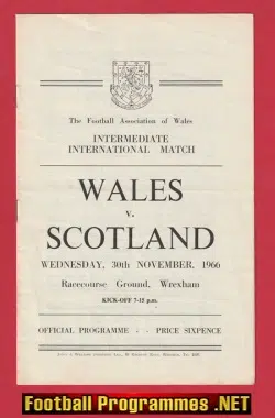 Wales v Scotland 1966 - Intermediate International at Wrexham