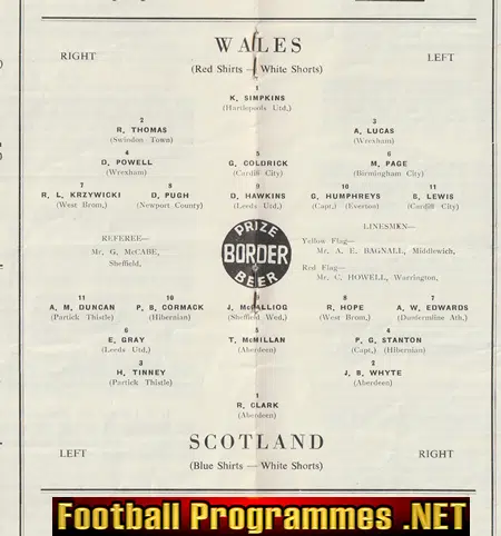 Wales v Scotland 1966 - Intermediate International at Wrexham