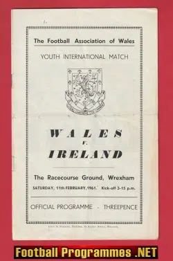 Wales v Ireland 1961 - Youth International at Wrexham
