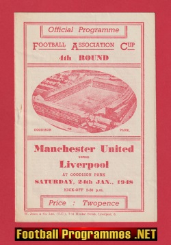Liverpool v Manchester United 1947 – 1940s Programme Man Utd