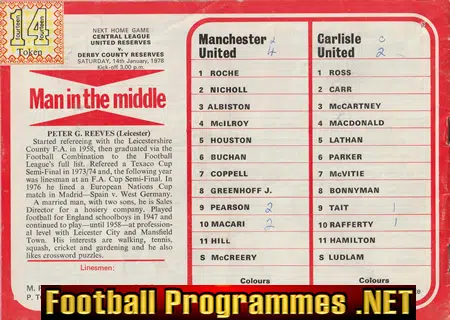 Manchester United v Carlisle United 1978 - FA Cup Game Man Utd