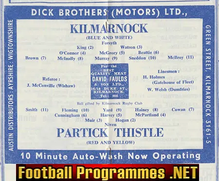 Kilmarnock v Partick Thistle 1963 - 1960's Programmes
