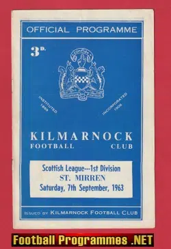Kilmarnock v St Mirren 1963 – 60’s Programmes