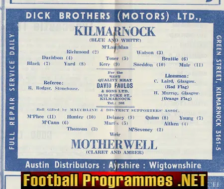 Kilmarnock v Motherwell 1961 - Scotland