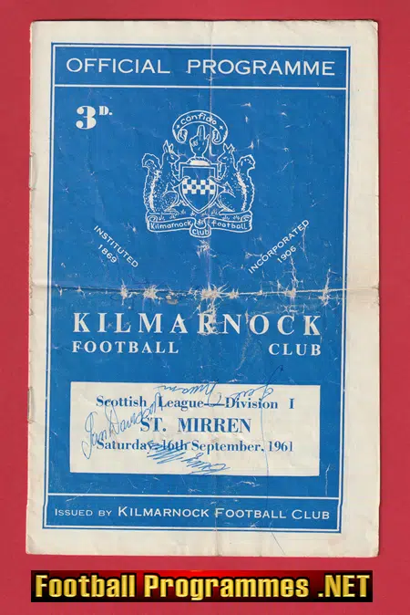 Kilmarnock v St Mirren 1961 – Multi Autographed SIGNED